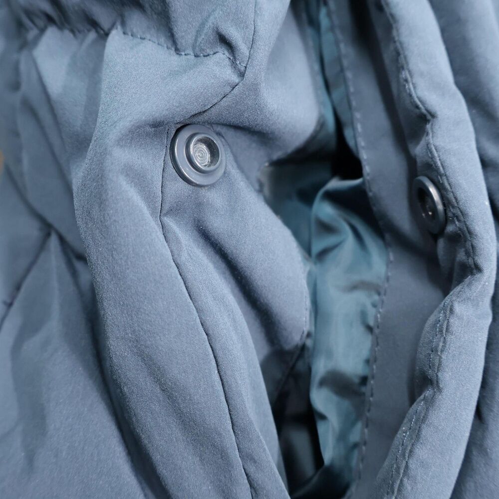 Zara Mens Puffer Bomber Jacket XL Blue Sherpa Lined Collar Full Zip Coat - Picture 5 of 16